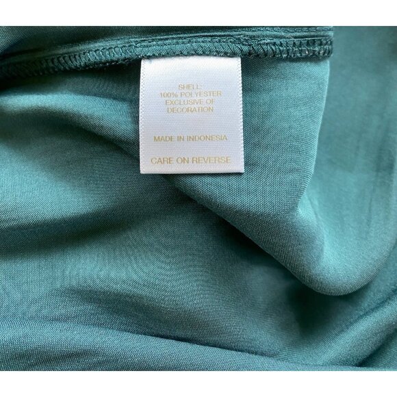 Eva Mendes‎ Teal Off-Shoulder Midi Dress Bell Sleeves Medium Gypsy Boho Hippie - Picture 4 of 5